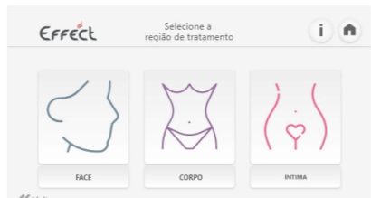 Novo Effect — Radiofrequência HTM — Selecione a região de tratamento correspondente