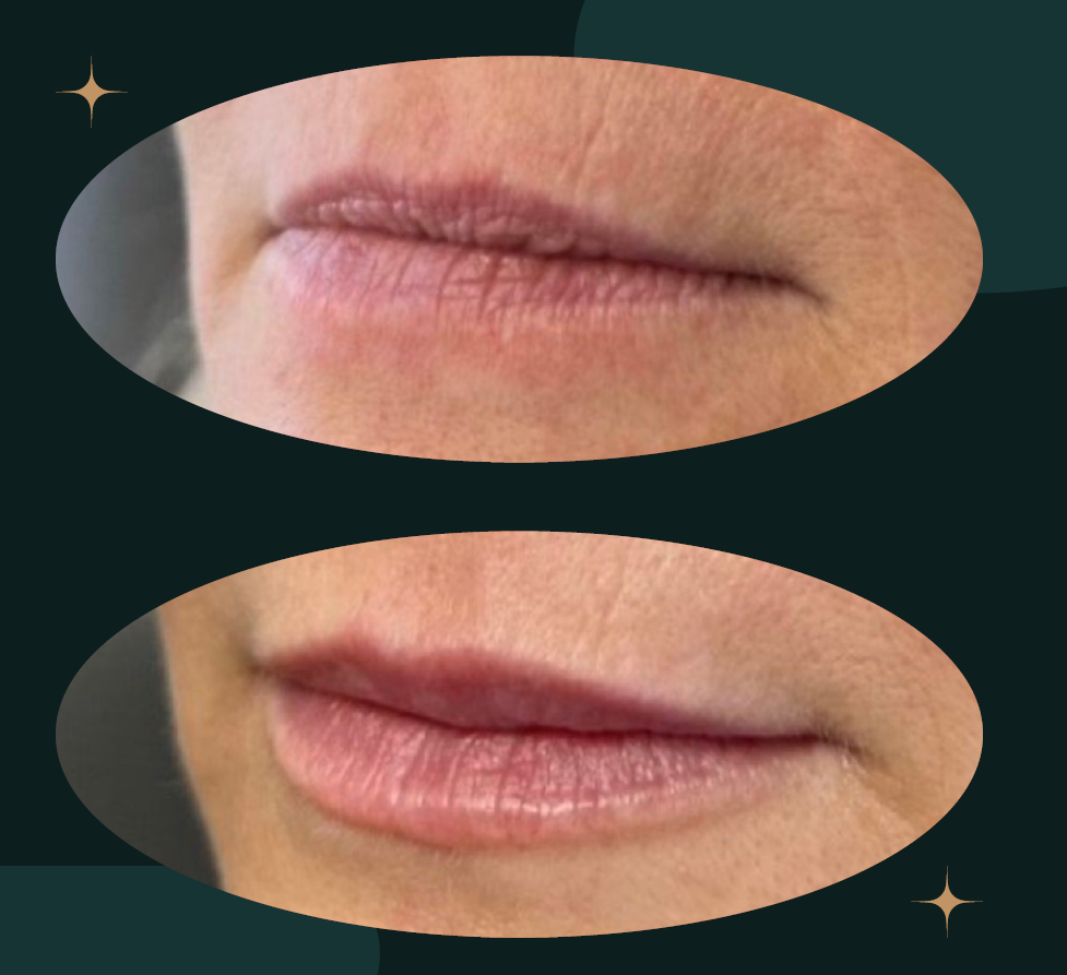 Preenchimento Labial · Diamantação — Caso 02, antes e depois com resultado natural